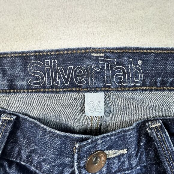 Levis Silvertab Shorts Mens 34 Blue 12" Grunge Denim Jean Shorts Jorts Y2K - Picture 9 of 13